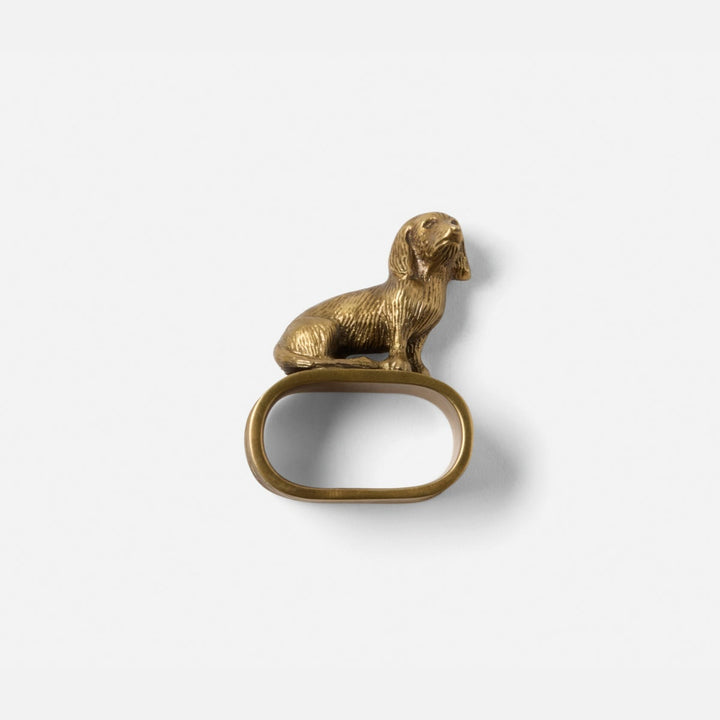 Skipper Antique Gold Dachshund Napkin Ring Brass Boxed Pack/4
