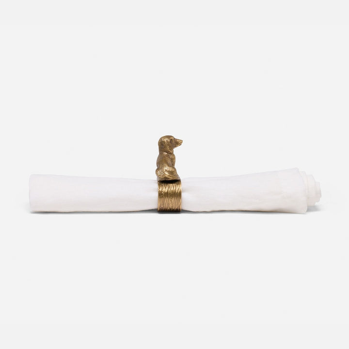 Skipper Antique Gold Dachshund Napkin Ring Brass Boxed Pack/4