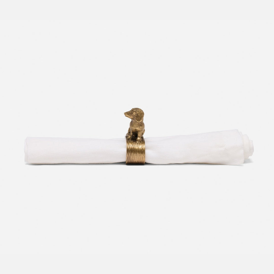 Skipper Antique Gold Dachshund Napkin Ring Brass Boxed Pack/4