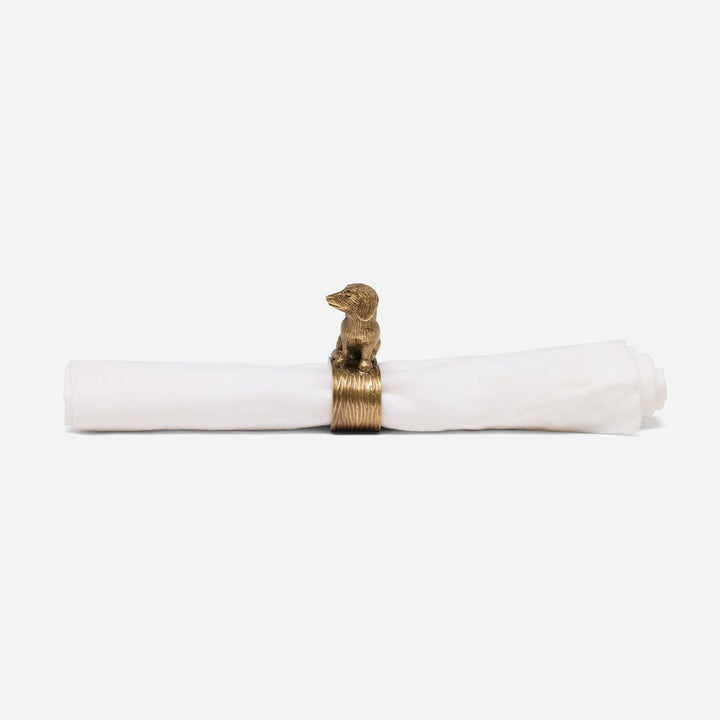 Skipper Antique Gold Dachshund Napkin Ring Brass Boxed Pack/4