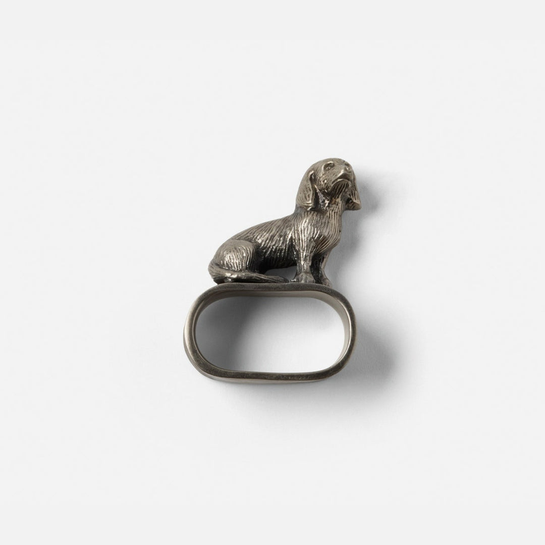 Skipper Antique Pewter Dachshund Napkin Ring Brass Boxed Pack/4