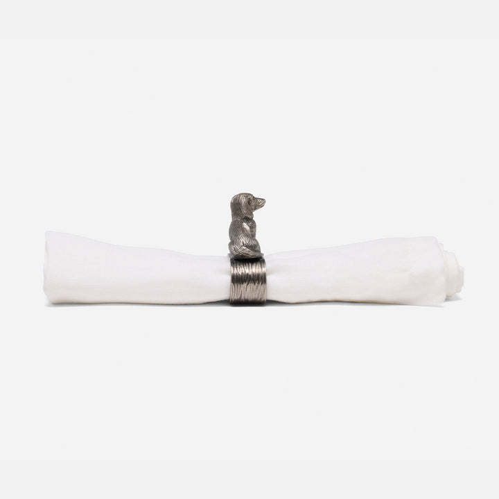 Skipper Antique Pewter Dachshund Napkin Ring Brass Boxed Pack/4
