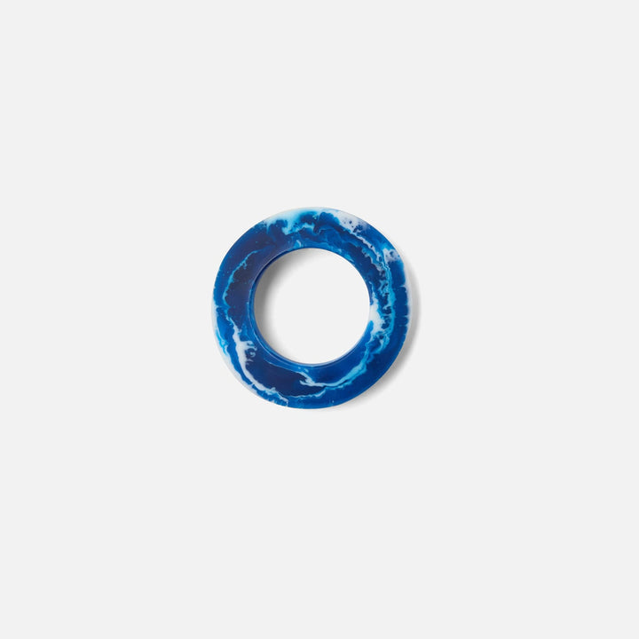 Tansy Blue Swirled Napkin Ring Resin Boxed Pack/4