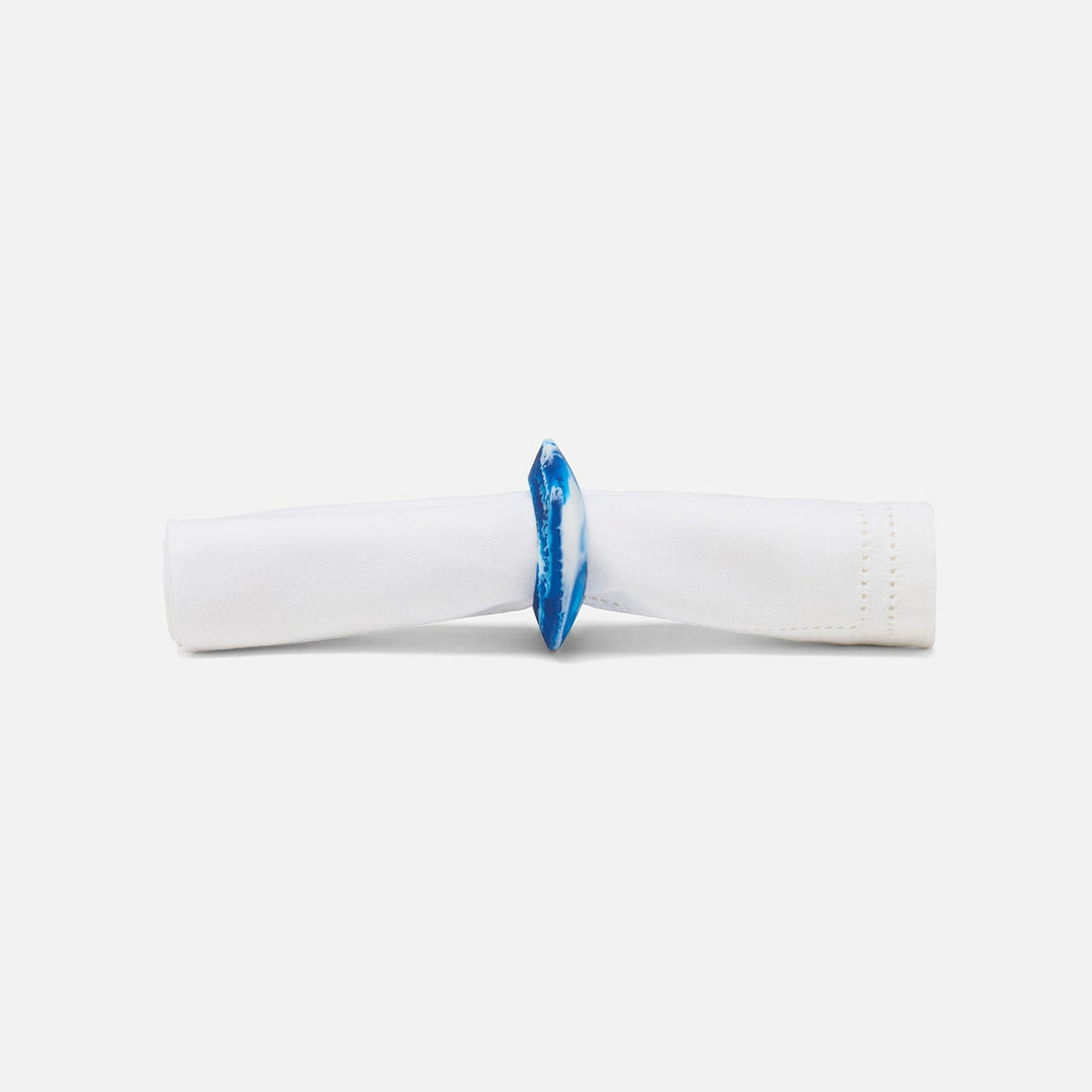 Tansy Blue Swirled Napkin Ring Resin Boxed Pack/4