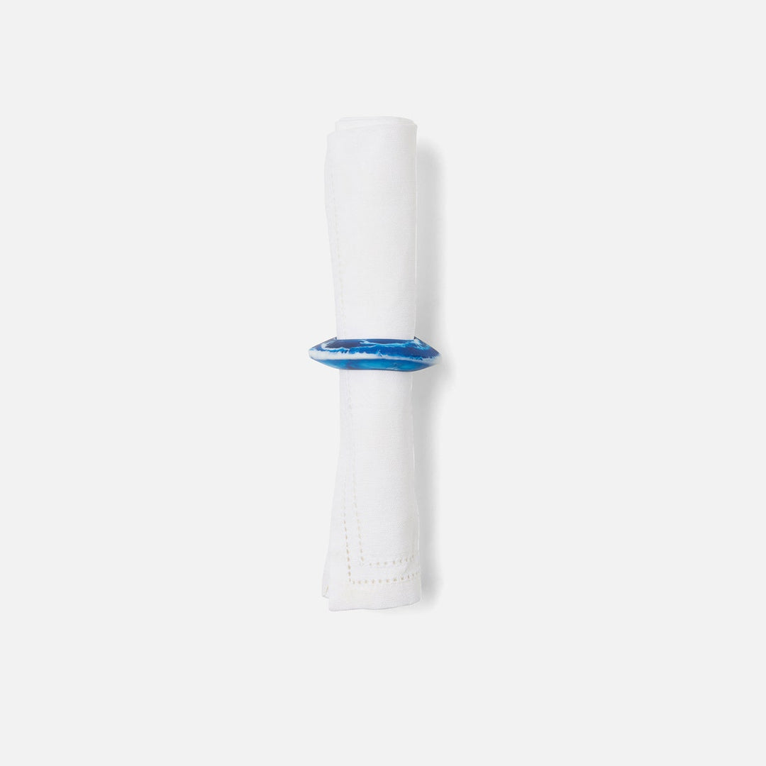 Tansy Blue Swirled Napkin Ring Resin Boxed Pack/4
