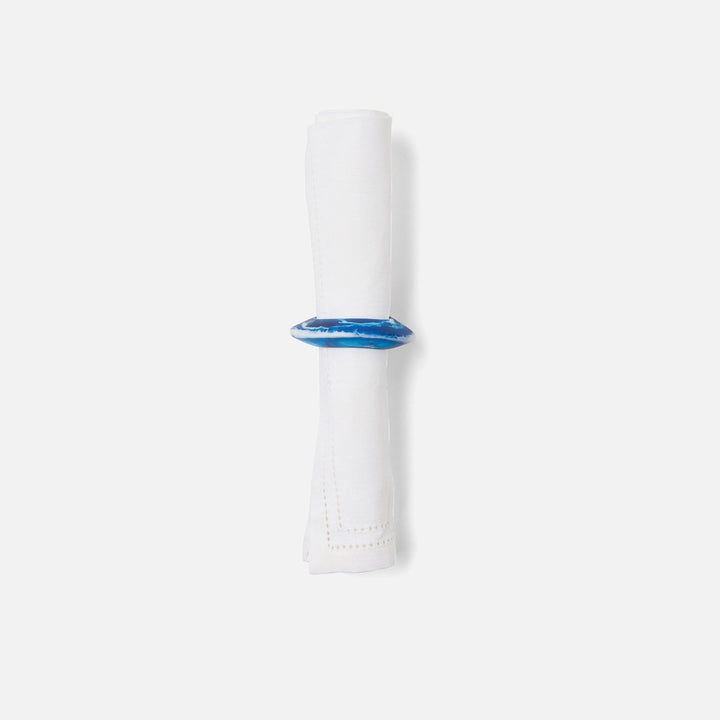 Tansy Blue Swirled Napkin Ring Resin Boxed Pack/4