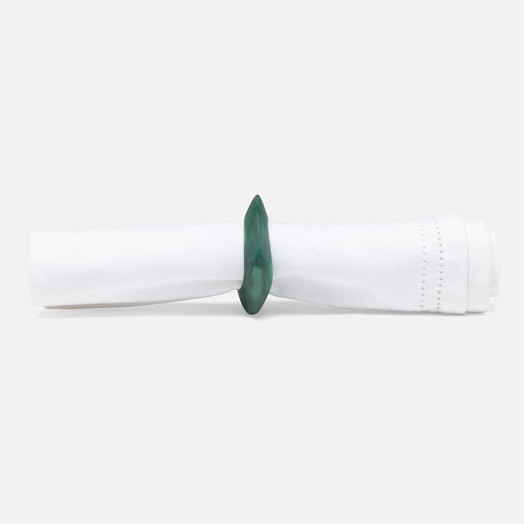 Tansy Hunter Green Swirled Napkin Ring Resin Pack/4 Boxed