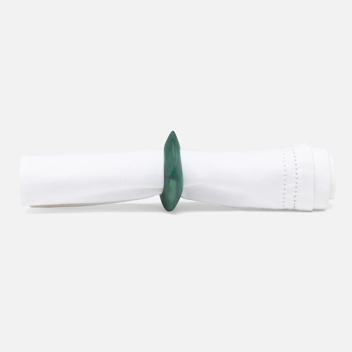 Tansy Hunter Green Swirled Napkin Ring Resin Pack/4 Boxed