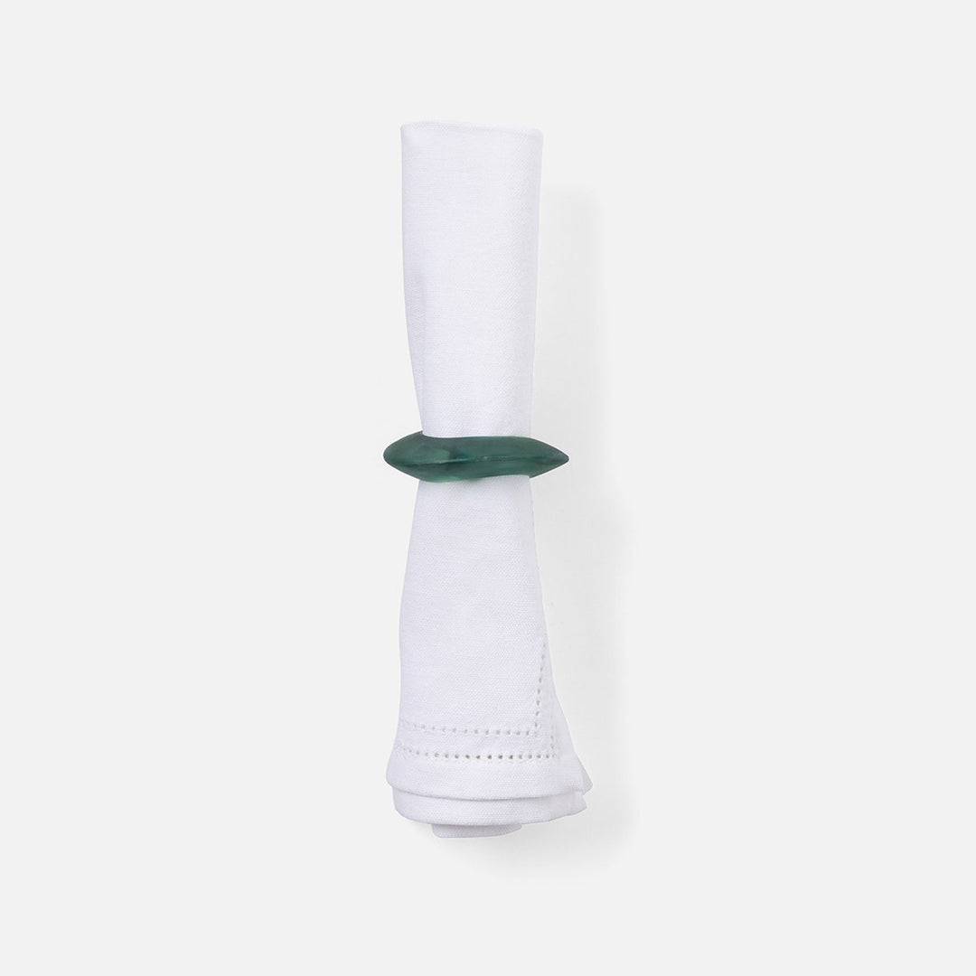 Tansy Hunter Green Swirled Napkin Ring Resin Pack/4 Boxed