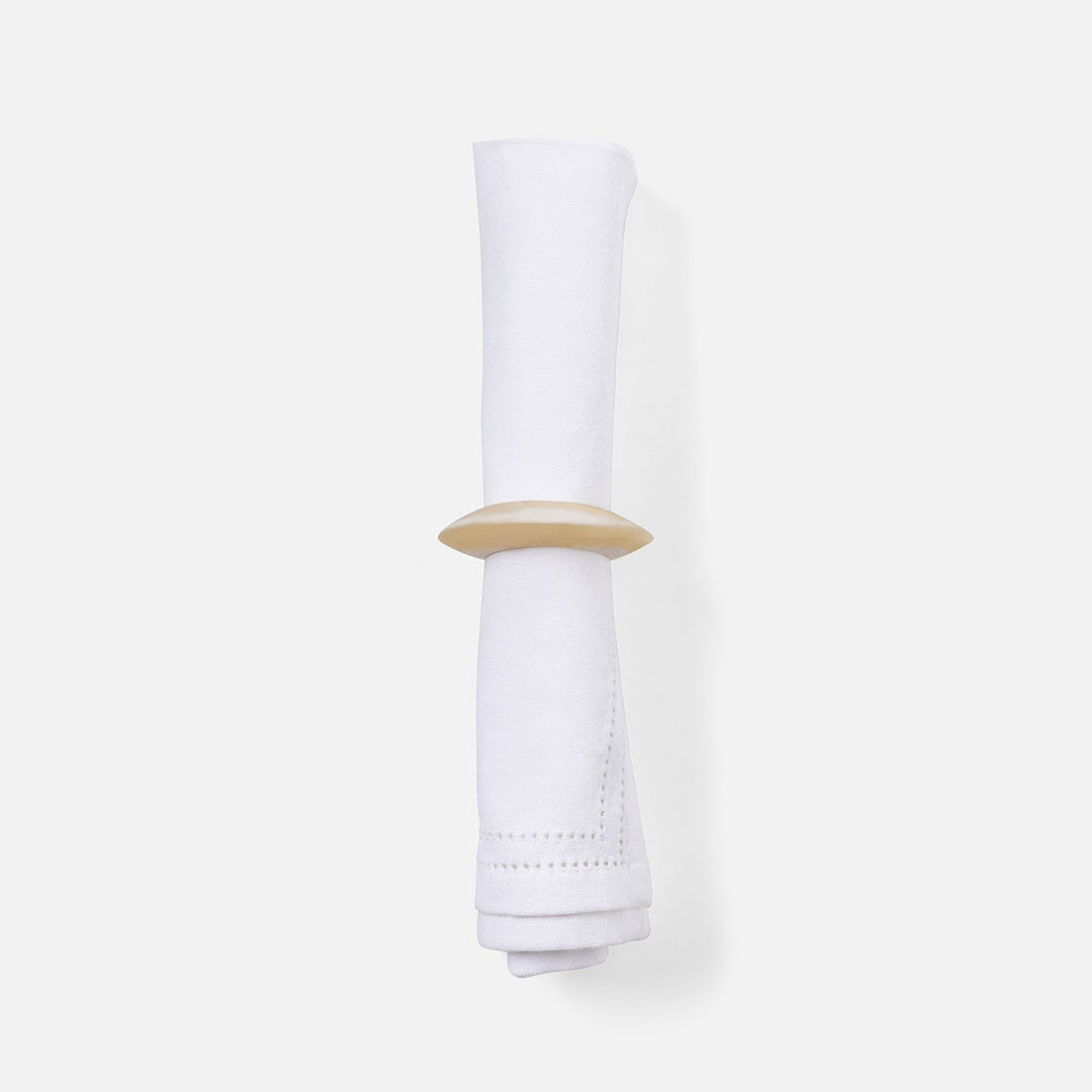 Tansy Ivory Swirled Napkin Ring Resin Pack/4 Boxed