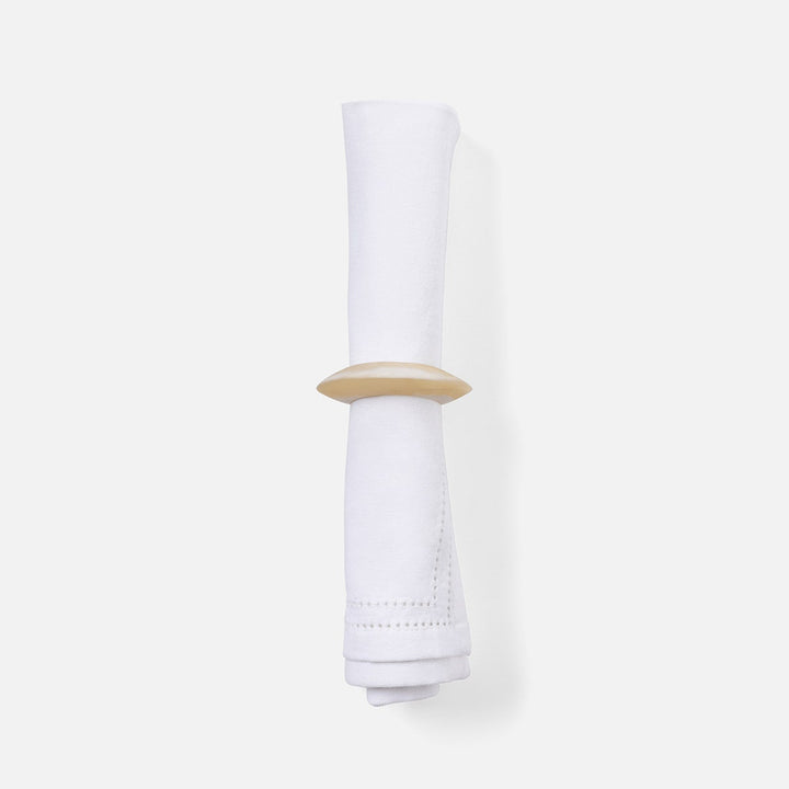 Tansy Ivory Swirled Napkin Ring Resin Pack/4 Boxed