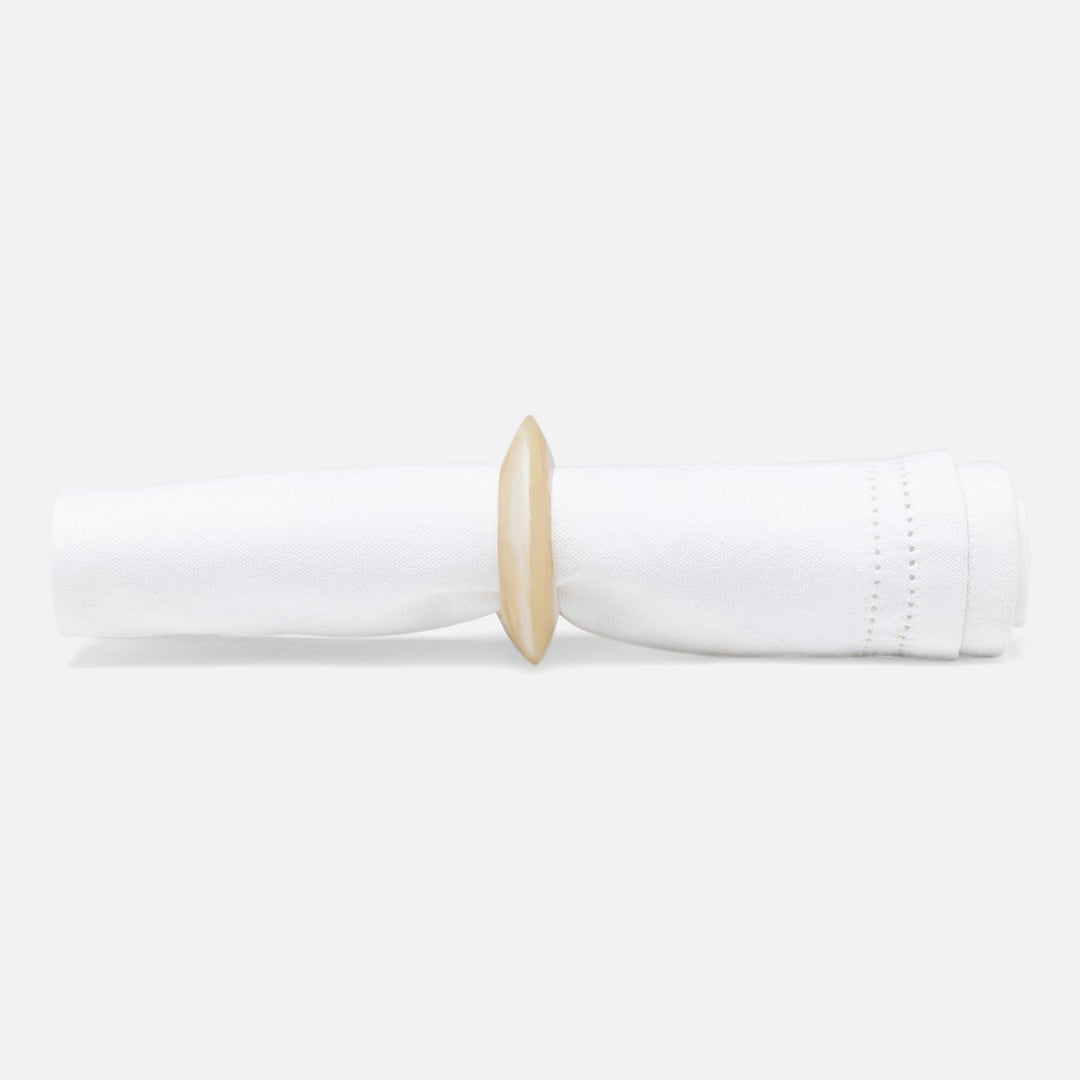 Tansy Ivory Swirled Napkin Ring Resin Pack/4 Boxed
