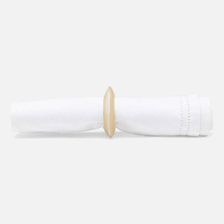 Tansy Ivory Swirled Napkin Ring Resin Pack/4 Boxed
