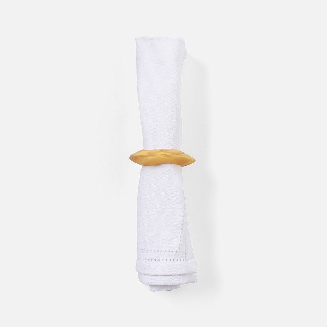 Tansy Lemon Swirled Napkin Ring Resin Pack/4 Boxed