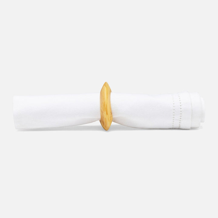 Tansy Lemon Swirled Napkin Ring Resin Pack/4 Boxed