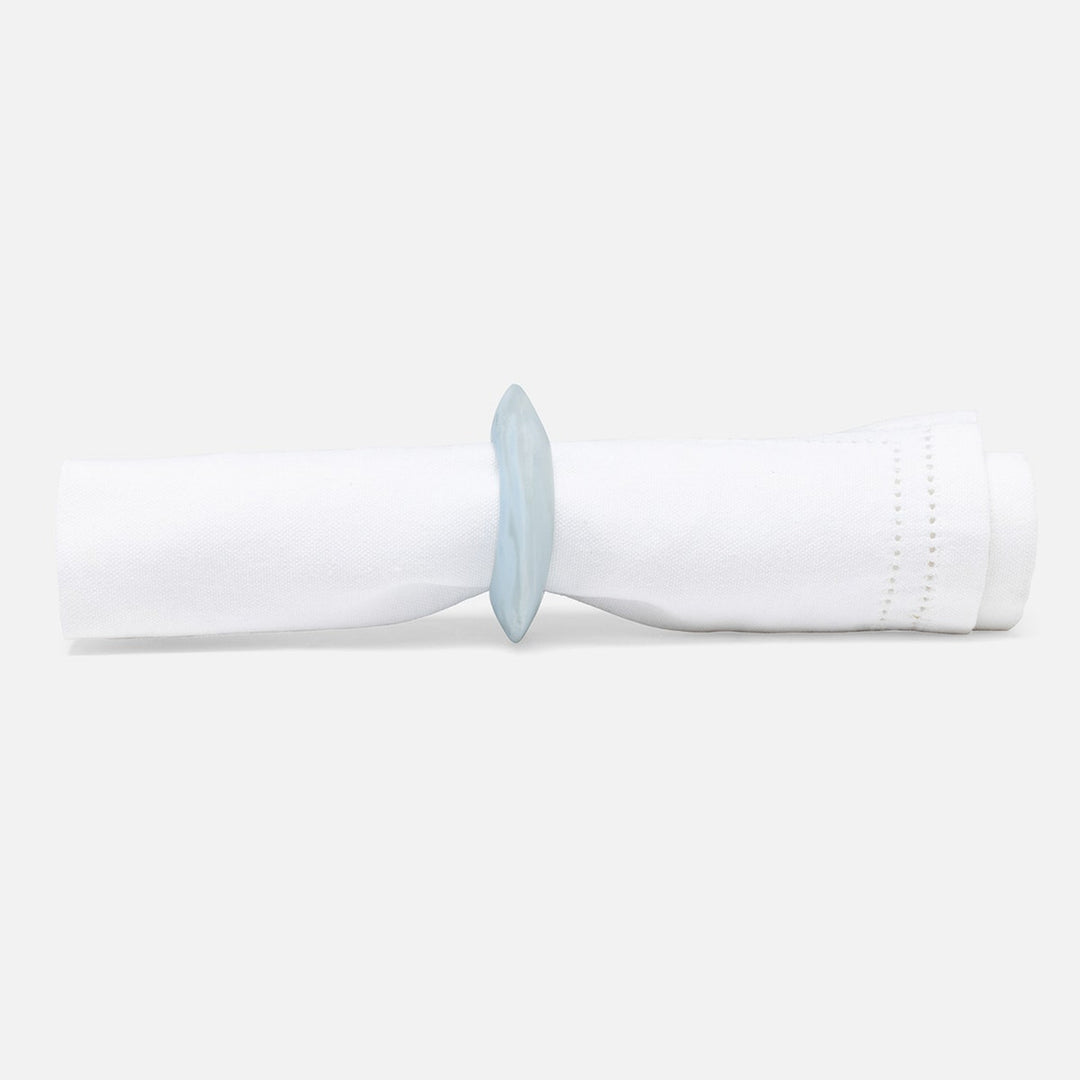 Tansy Pastel Blue Swirled Napkin Ring Resin Pack/4 Boxed