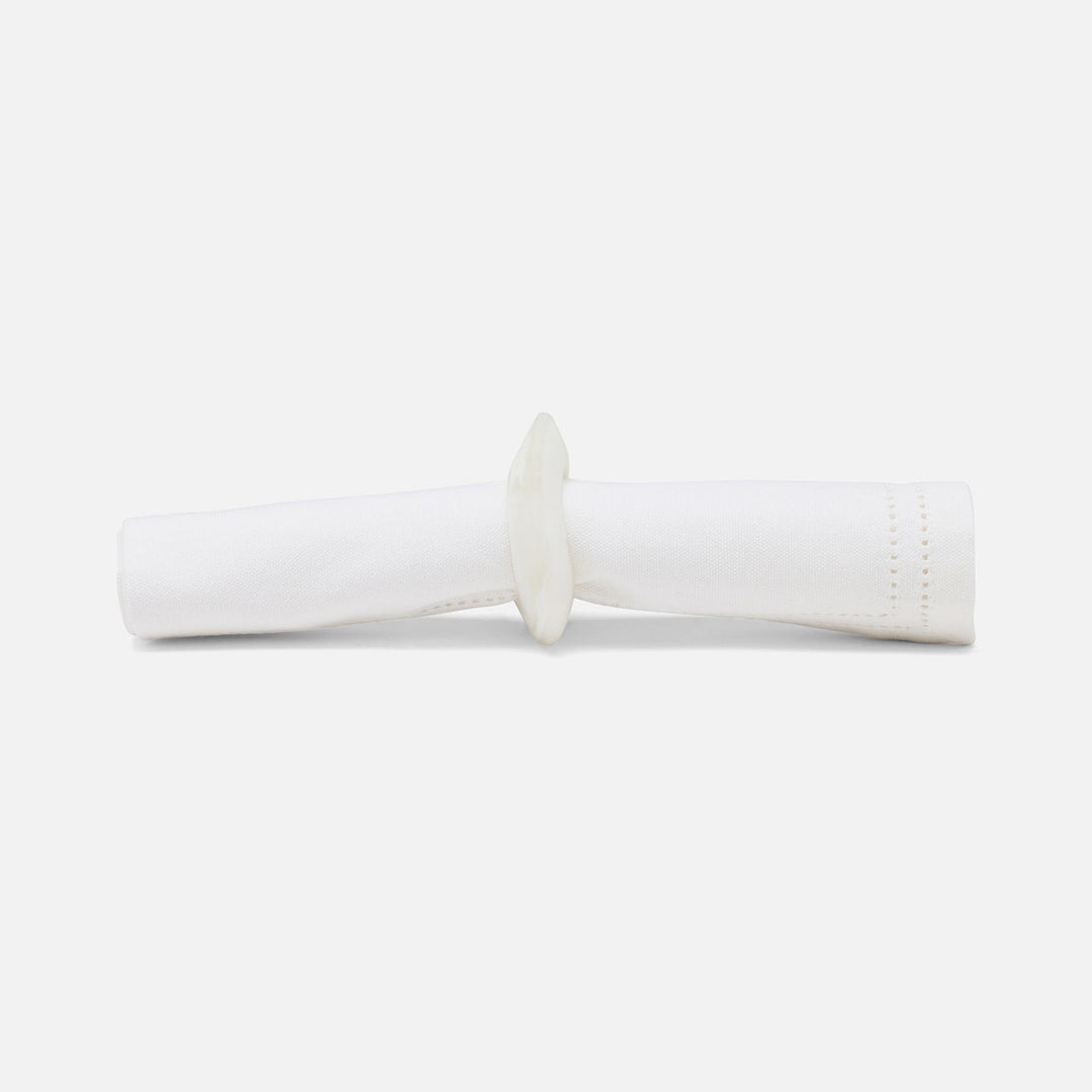 Tansy White Swirled Napkin Ring Resin Boxed Pack/4