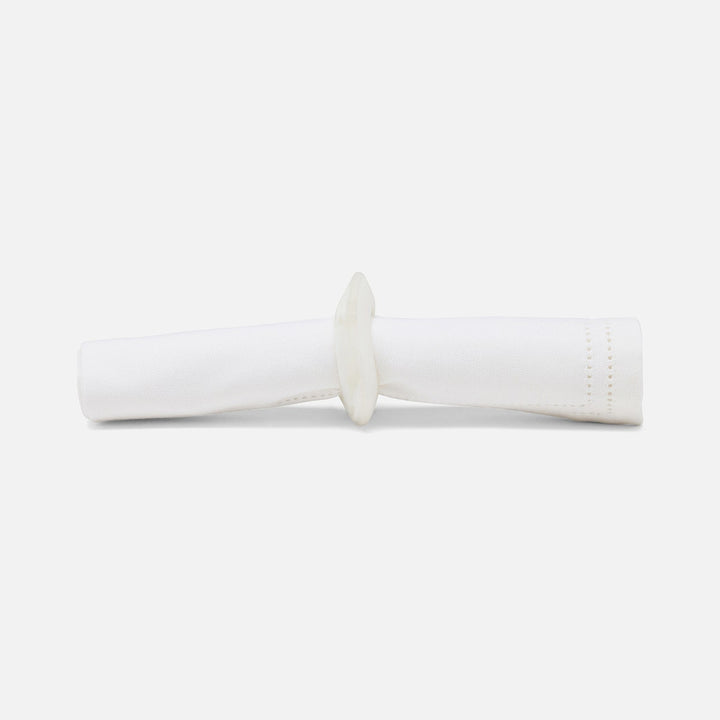 Tansy White Swirled Napkin Ring Resin Boxed Pack/4