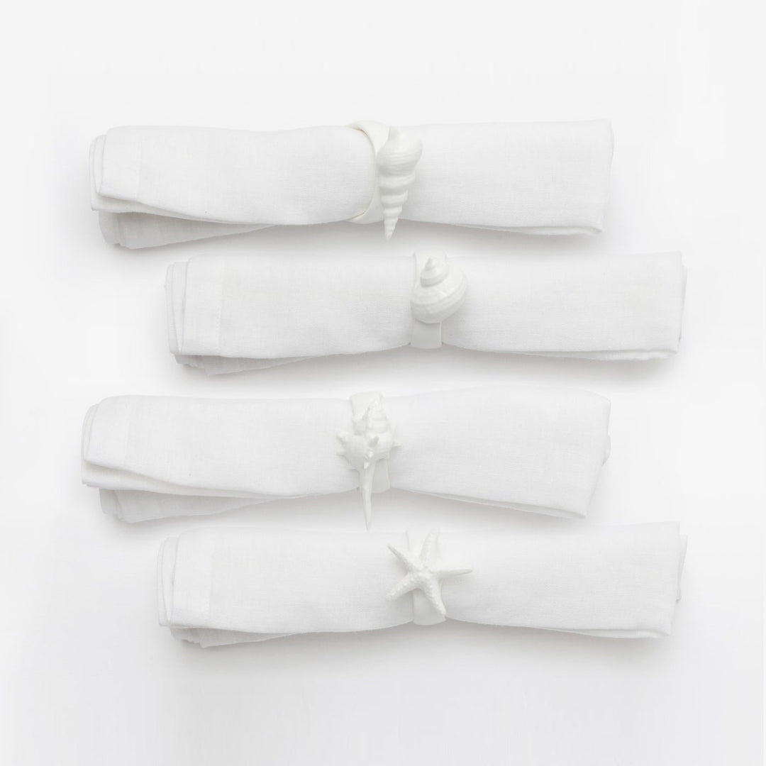 Adrian White Glaze Sea Life Napkin Rings Boxed Set Of 4