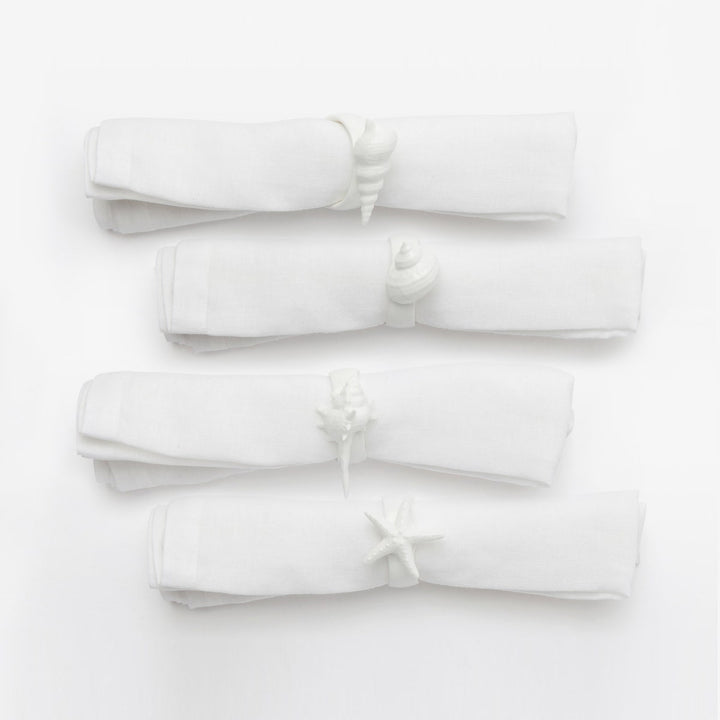 Adrian White Glaze Sea Life Napkin Rings Boxed Set Of 4