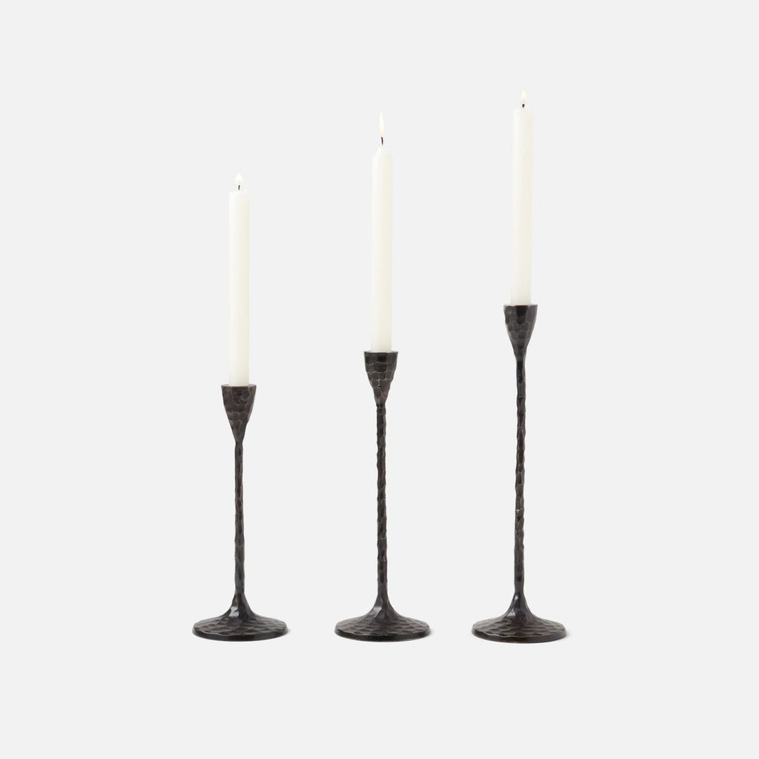 Alina Bronze Candle Holders Hammered Brass Set/3