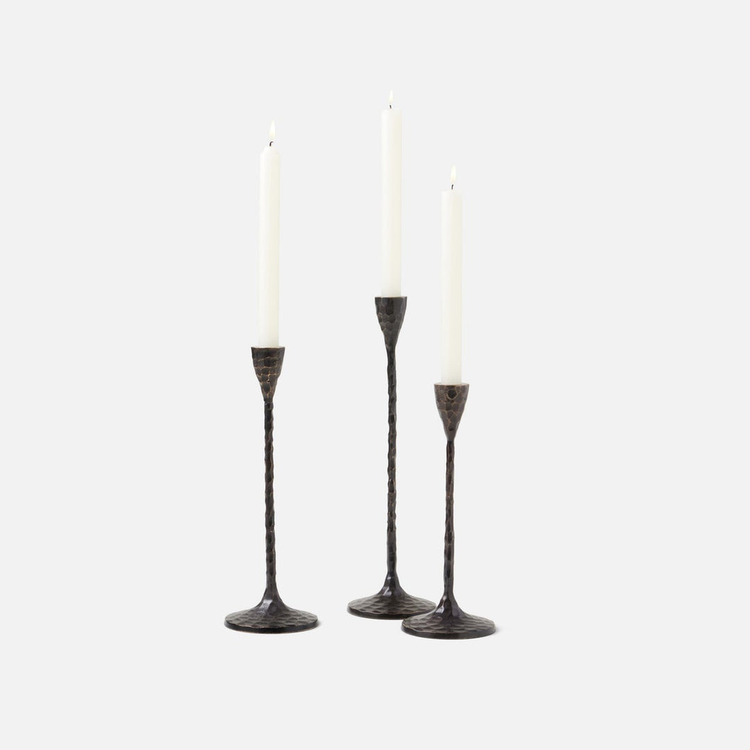 Alina Bronze Candle Holders Hammered Brass Set/3