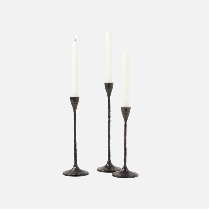 Alina Bronze Candle Holders Hammered Brass Set/3