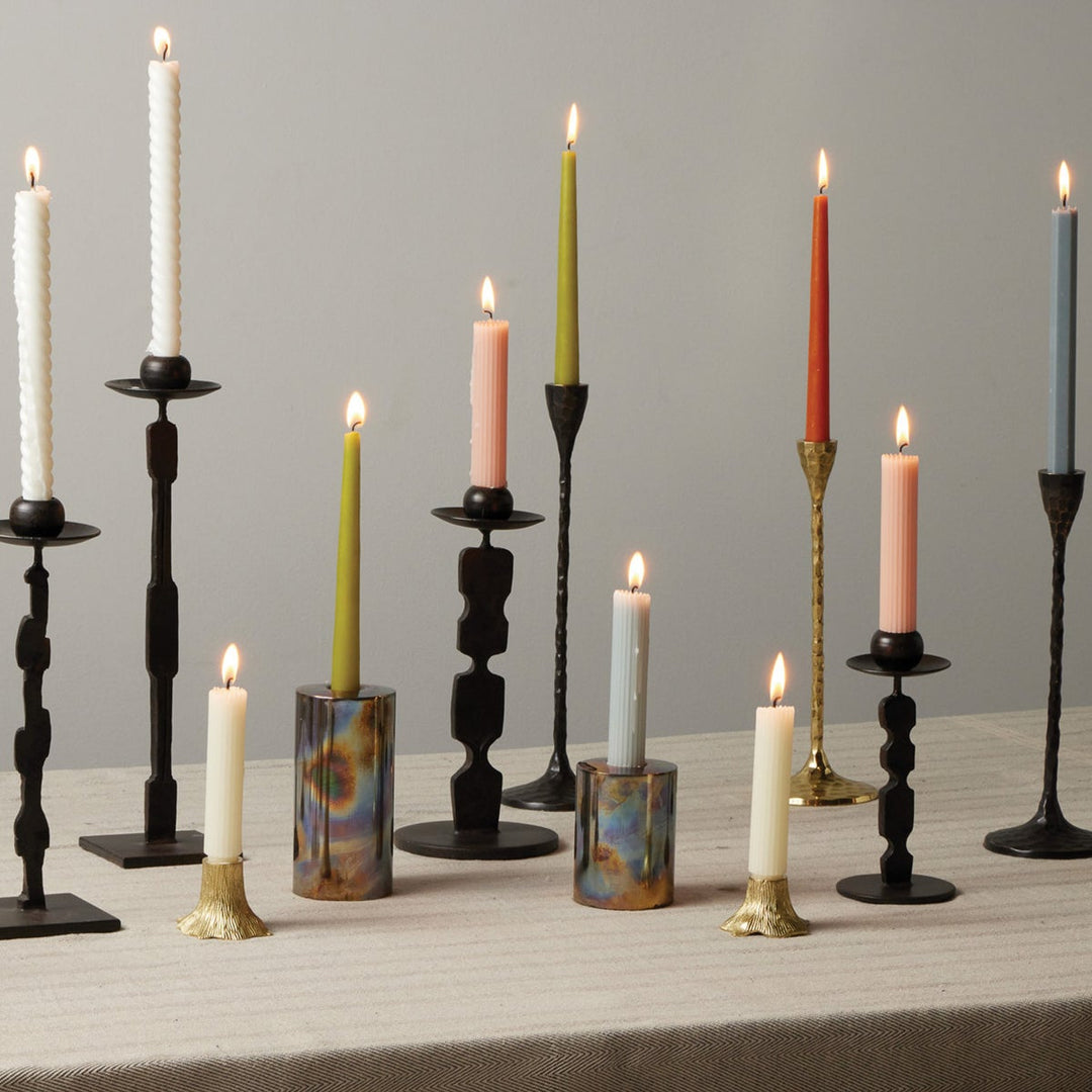 Alina Bronze Candle Holders Hammered Brass Set/3