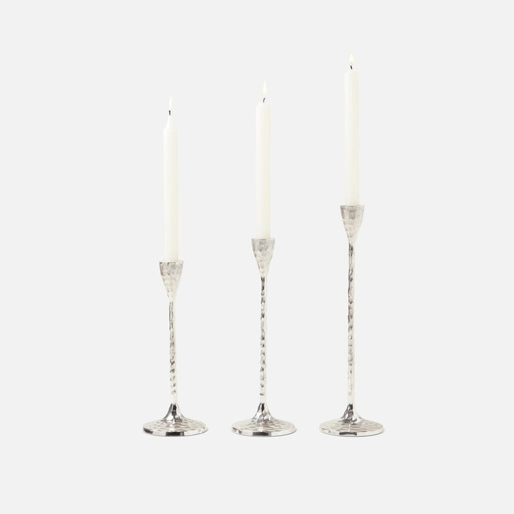 Alina Silver Candle Holders Hammered Brass Set/3