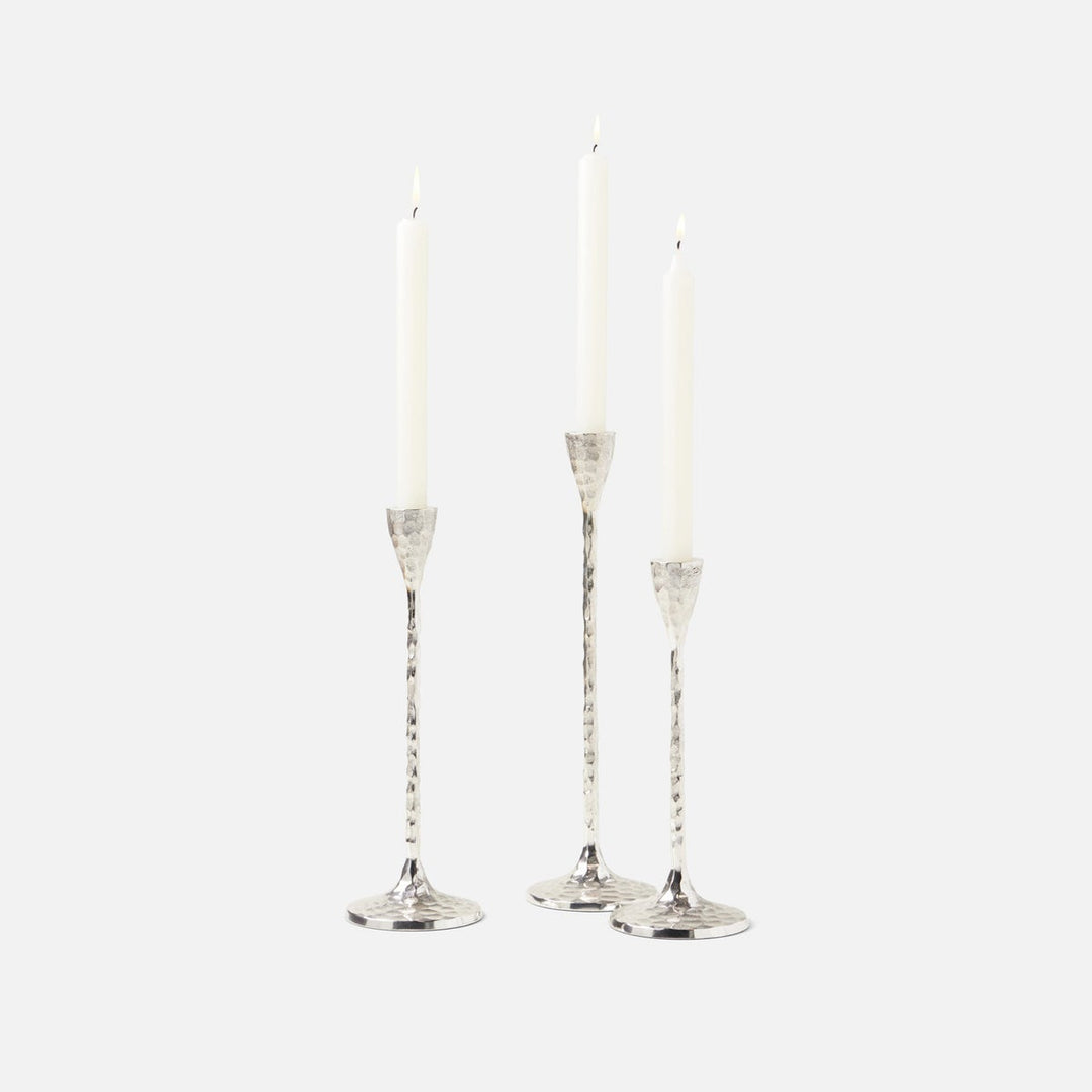 Alina Silver Candle Holders Hammered Brass Set/3