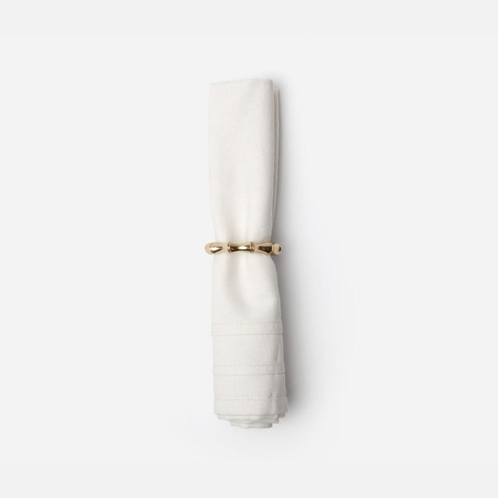 Avery Bamboo Napkin Ring Gold Brass Boxed Set Of 4