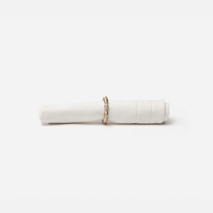 Avery Bamboo Napkin Ring Tarnished Silver Brass Boxed Set Of 4