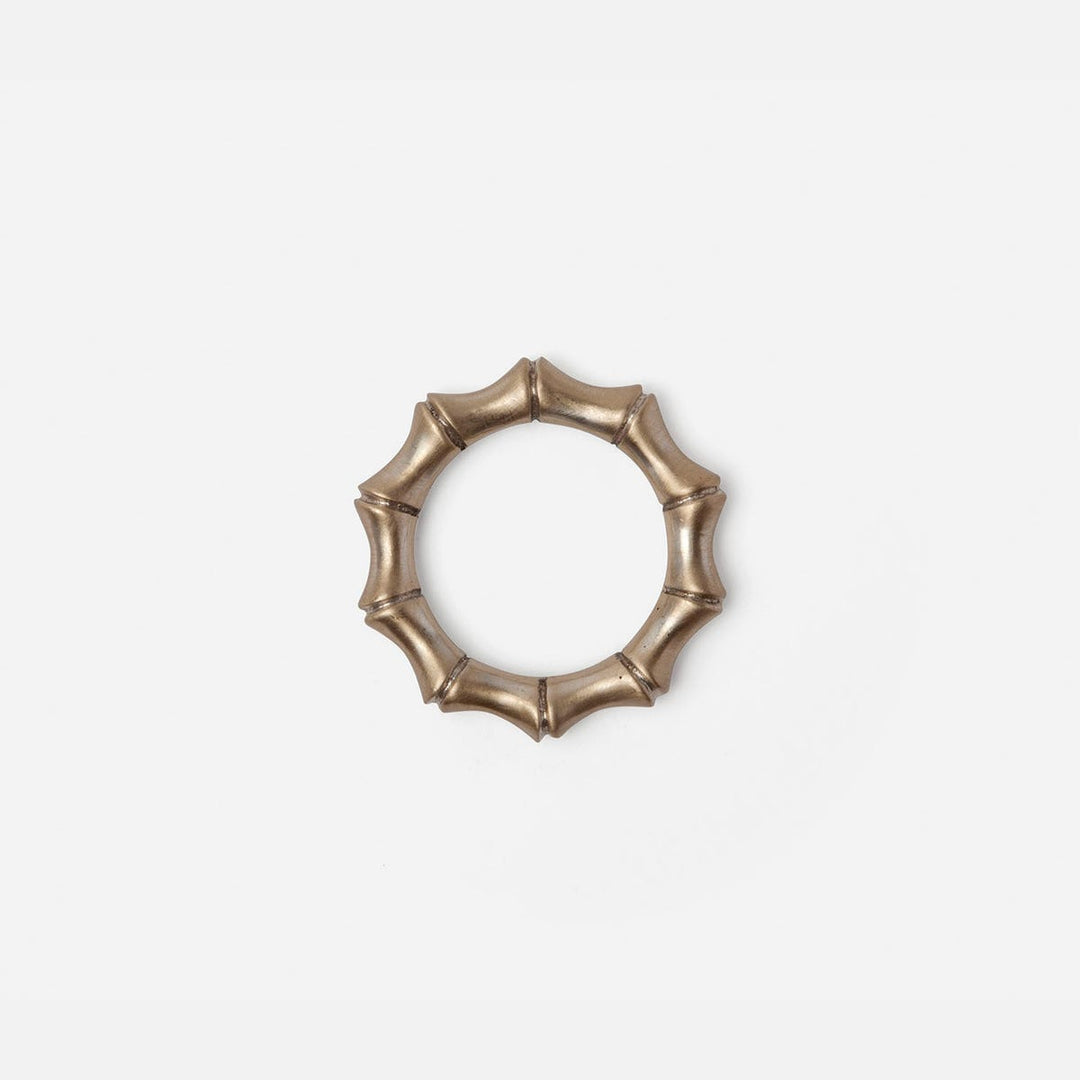 Avery Bamboo Napkin Ring Tarnished Silver Brass Boxed Set Of 4