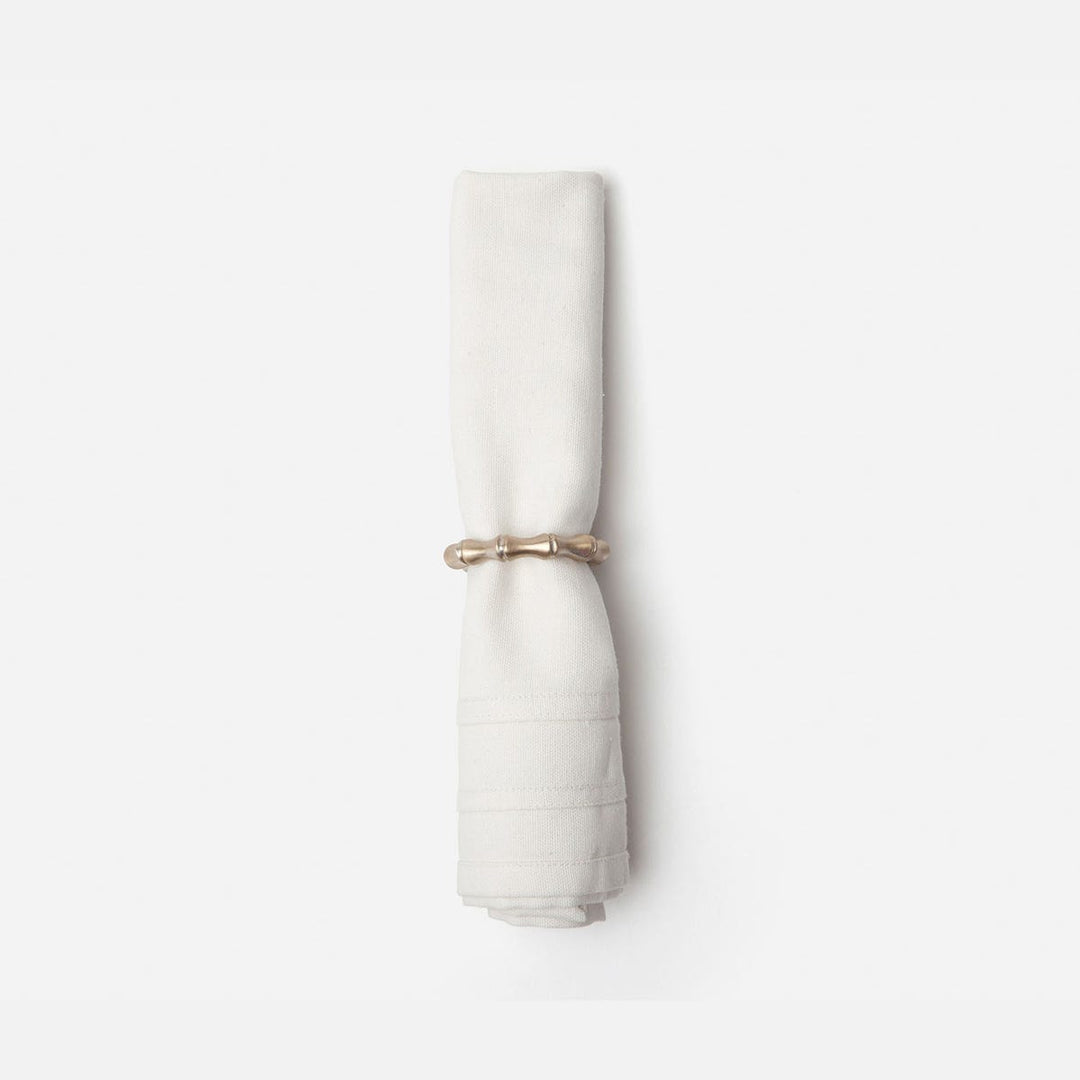 Avery Bamboo Napkin Ring Tarnished Silver Brass Boxed Set Of 4