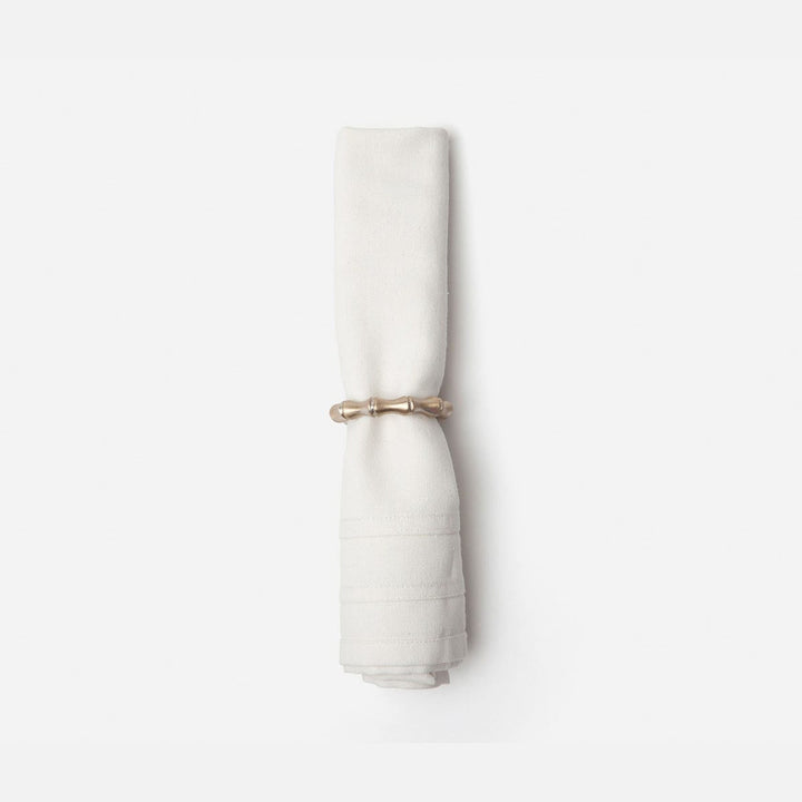 Avery Bamboo Napkin Ring Tarnished Silver Brass Boxed Set Of 4