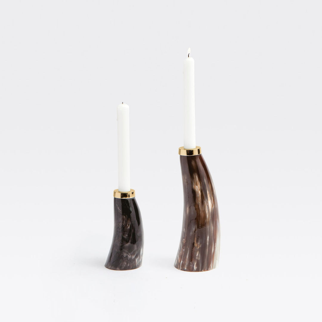 Brian Mixed Horn Candle Holder Set/2 (Set: 1 Large 1 Small)