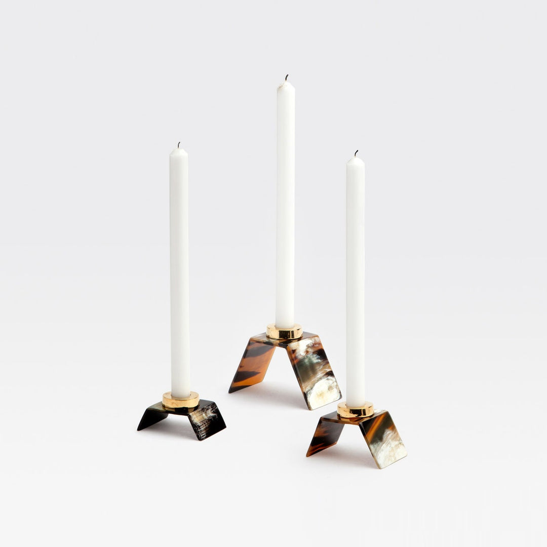 Callum Mixed Horn Candle Holder Set/3 (Set: 1 Large 1 Medium 1 Small)