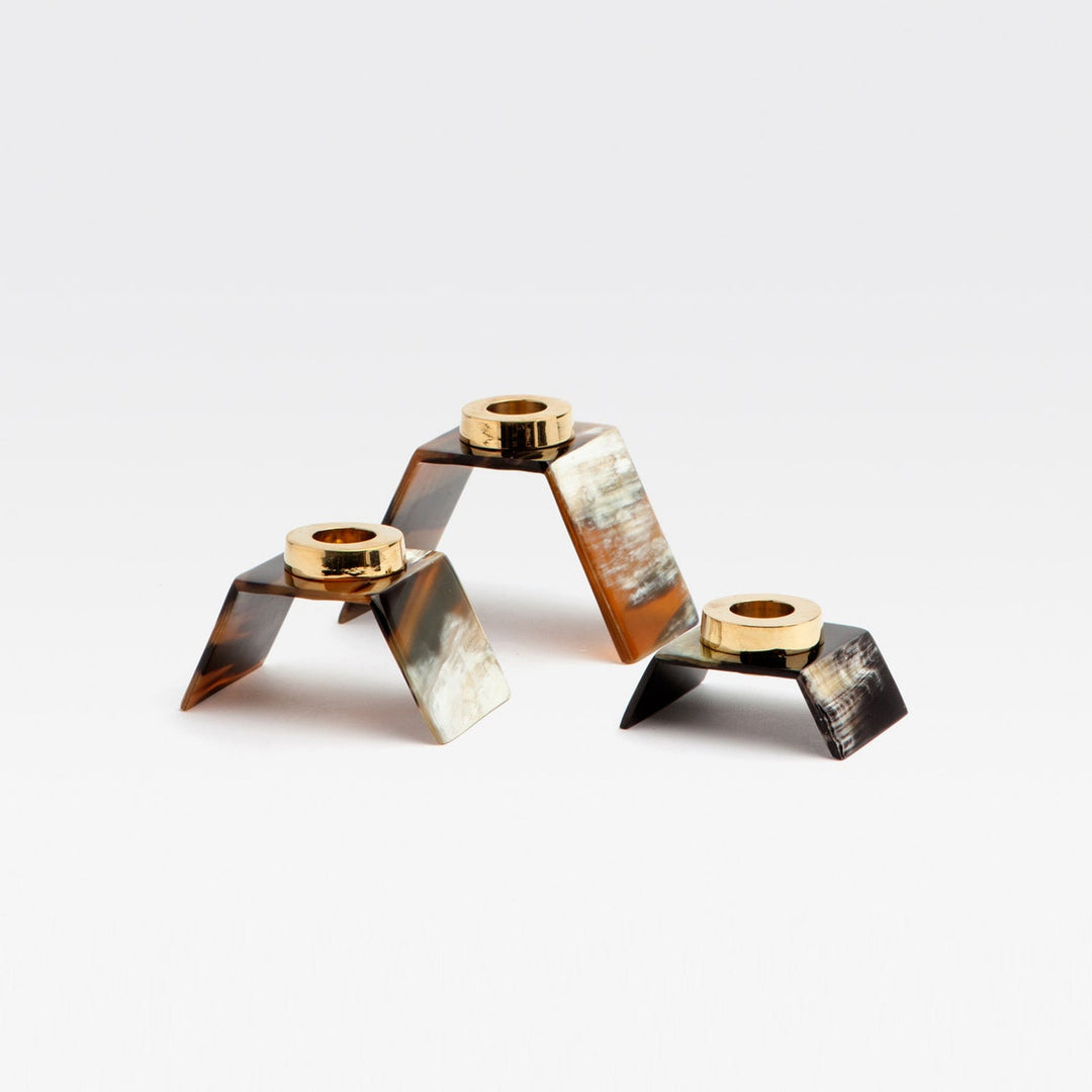 Callum Mixed Horn Candle Holder Set/3 (Set: 1 Large 1 Medium 1 Small)