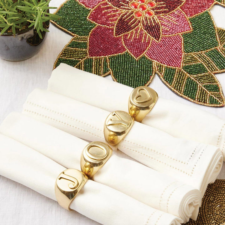 Clark Gold Napkin Ring Letter J