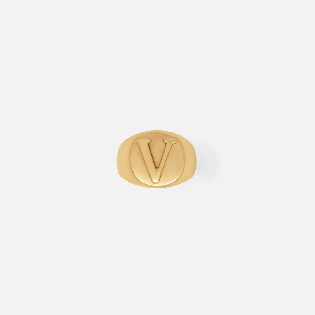 Clark Gold Napkin Ring Letter V