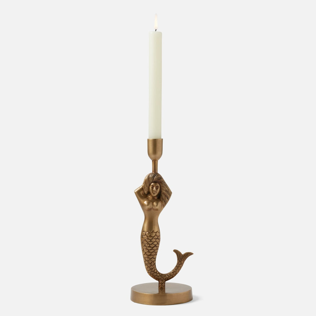 Ginger Antique Brass Mermaid Candle Holder Brass Pack/2