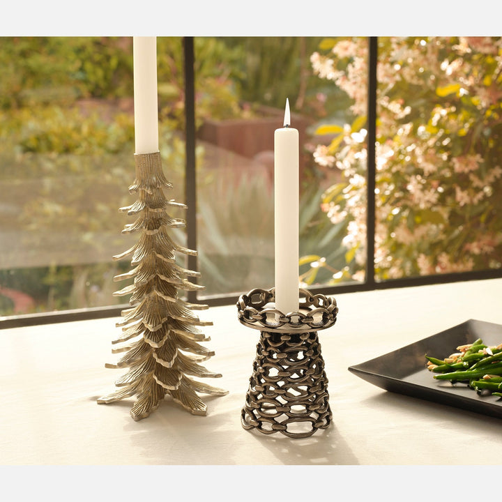 Kevin Tarnished Silver Tree Candle Holder Aluminum Large Pack/2