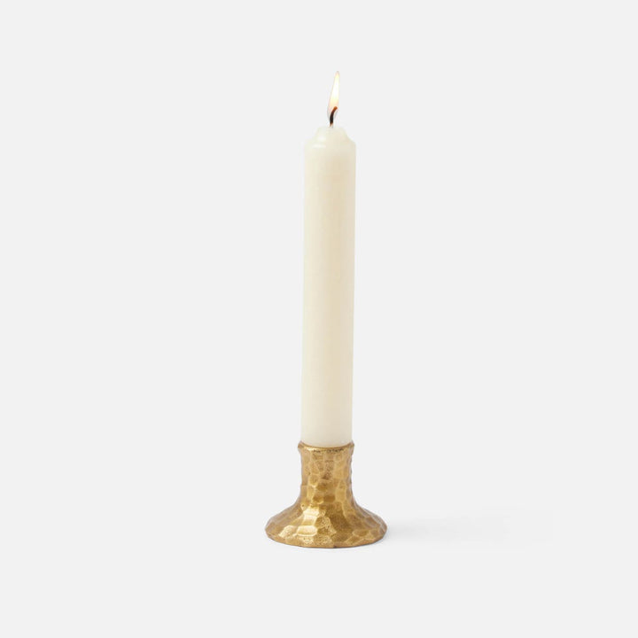 Meriah Gold Candle Holders Hammered Brass Pack/2