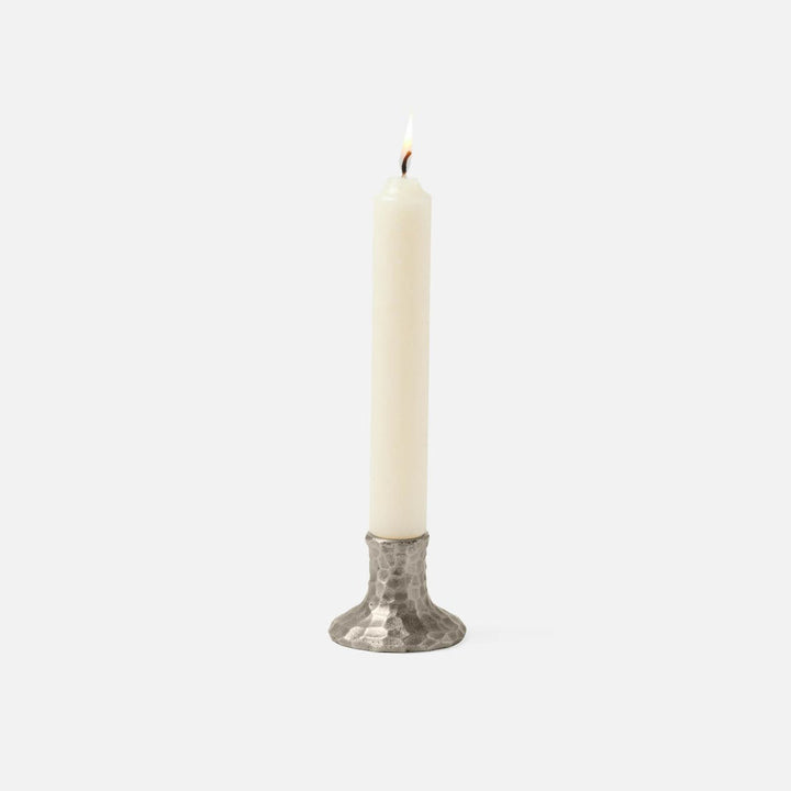 Meriah Tarnish Silver Candle Holders Hammered Brass Pack/2
