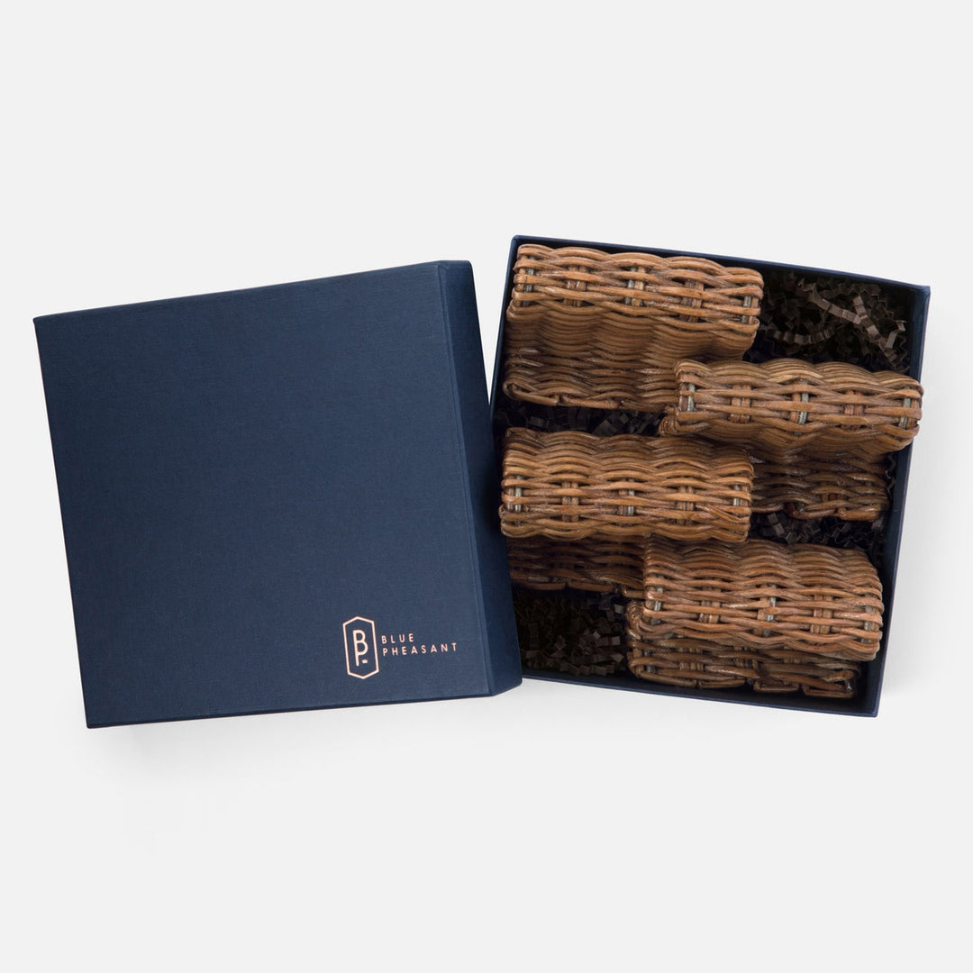Gibson Honey Rattan Card Holder Boxed Set Of 4