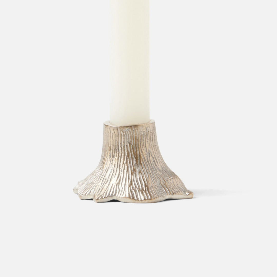 Griffin Tarnished Silver Candle Holders Brass Set/3