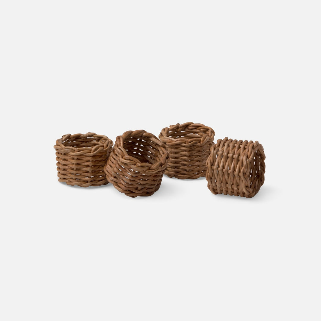 Hampton Honey Rattan Napkin Ring Boxed Set Of 4