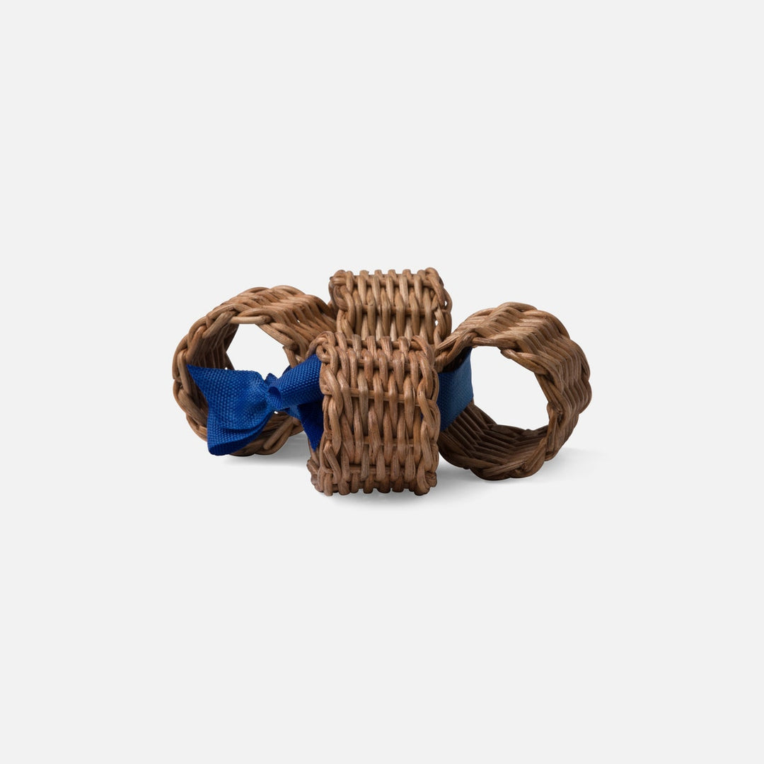 Hampton Honey Rattan Napkin Ring Boxed Set Of 4