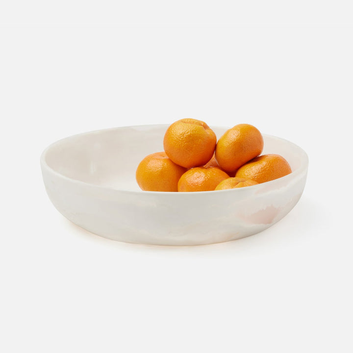 Hugo White Swirled Serving Bowl Resin Large