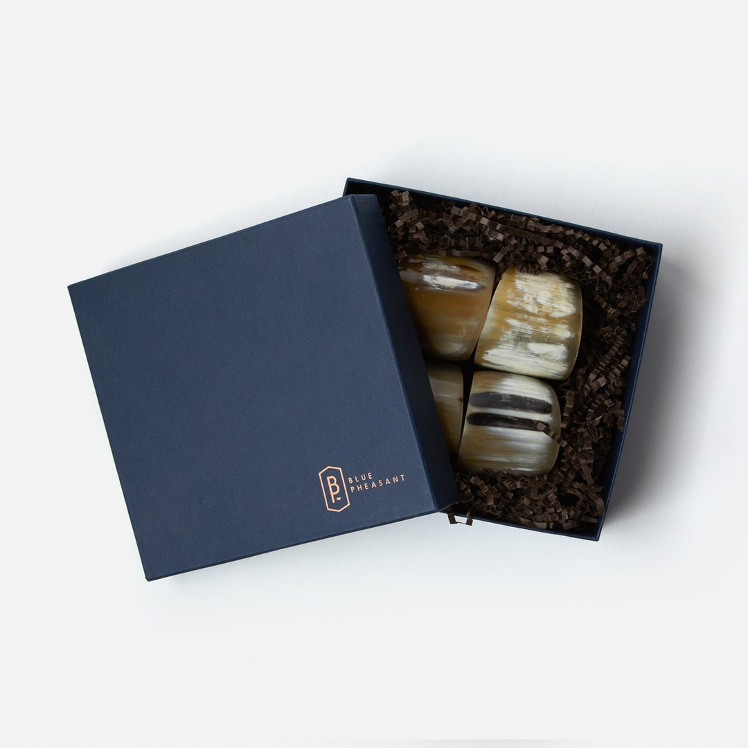James Natural Napkin Ring Horn Boxed Set Of 4